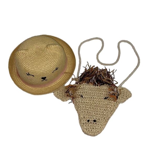 Zara/H&M  Girls Beige Straw Bag & Hat(6-8yrs) - Picture 2 of 8